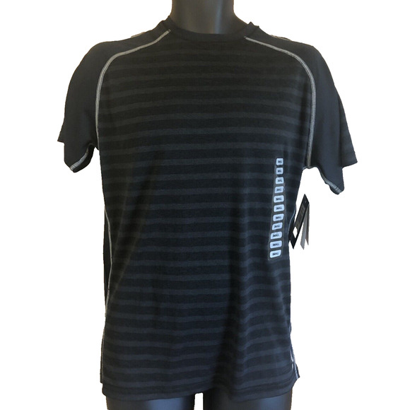 Avalanche Shirt Mens Size Small Short Sleeve Black Striped New NWT Athletic Tee - Picture 1 of 10